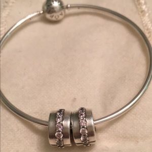 Silver& pink diamond studded clips